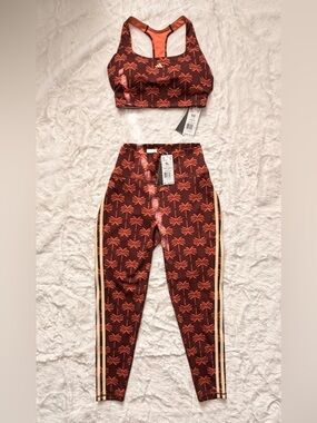 NWT Adidas x Farm Rio Medium-Support Bra & Matching 7/8 Tights, XL